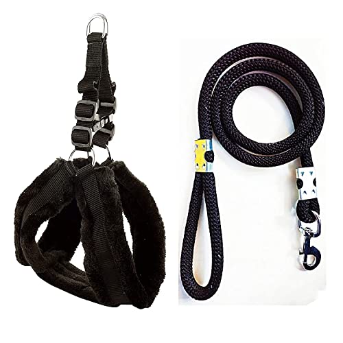 Agirav Dog Belt Combo of Nylon Fur Padded Dog Harness with Black Dog Lead Specially for Medium Breeds Dog Harness (Pack of 1) - Image 2