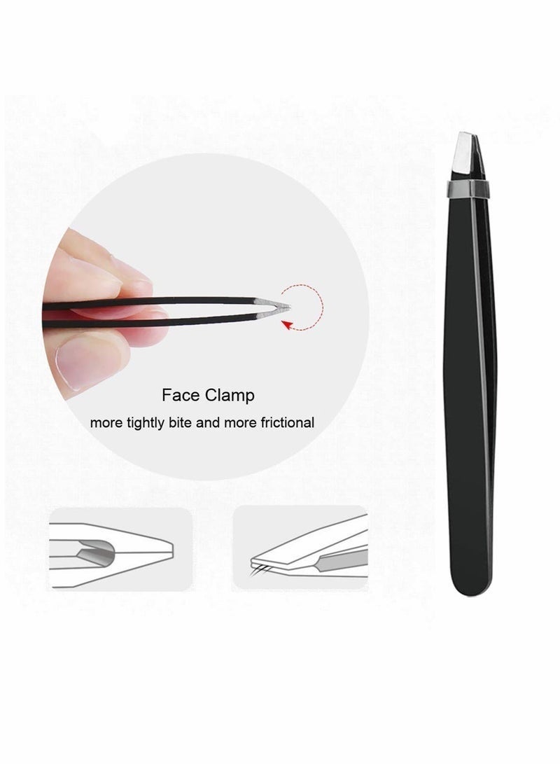 Eyebrow Tweezers Slanted Tweezers for Eyebrow Trimming for Home and Salon Use Black - Image 3