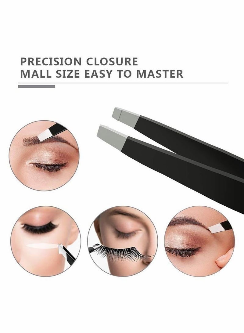 Eyebrow Tweezers Slanted Tweezers for Eyebrow Trimming for Home and Salon Use Black - Image 2