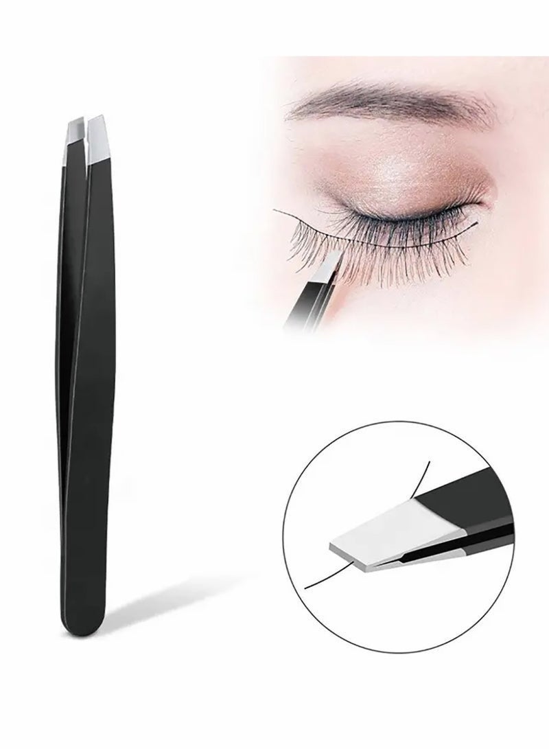 Eyebrow Tweezers Slanted Tweezers for Eyebrow Trimming for Home and Salon Use Black - Image 1