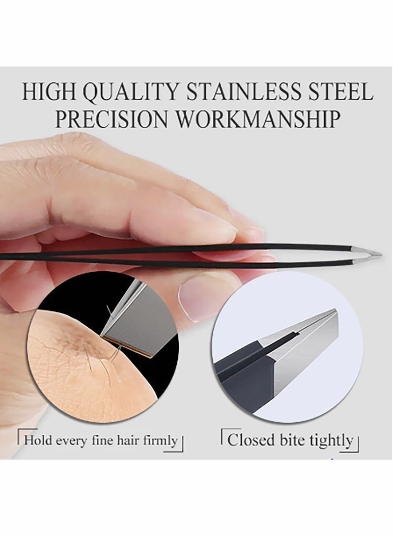 Eyebrow Tweezers Slanted Tweezers for Eyebrow Trimming for Home and Salon Use Black - Image 5