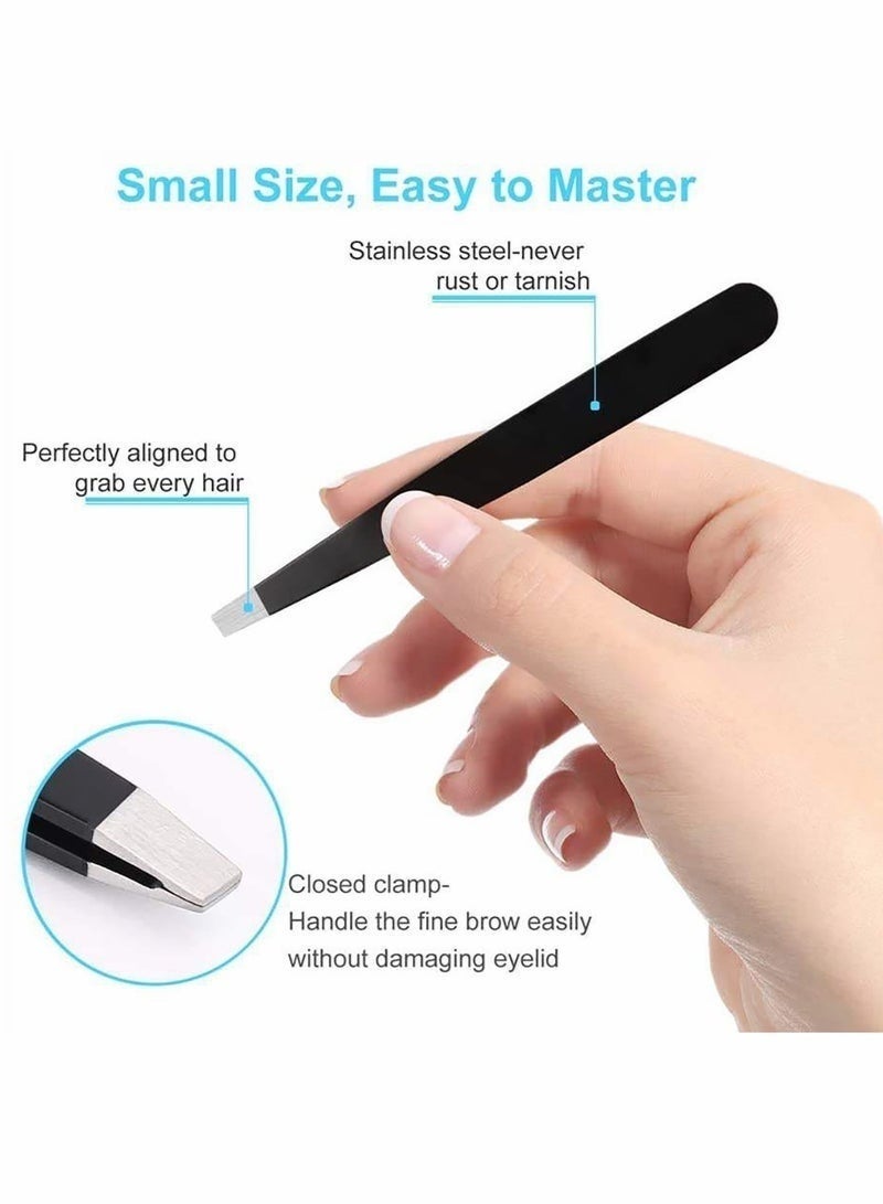 Eyebrow Tweezers Slanted Tweezers for Eyebrow Trimming for Home and Salon Use Black - Image 4