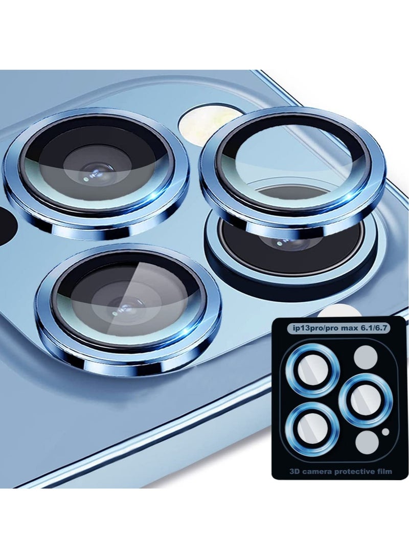 Camera Lens Protector for iPhone 13 Pro 6.1"& iPhone 13 Pro Max 6.7", Tempered Glass Camera Lens Protector Aluminum Alloy Lens Ring Cover - Image 1