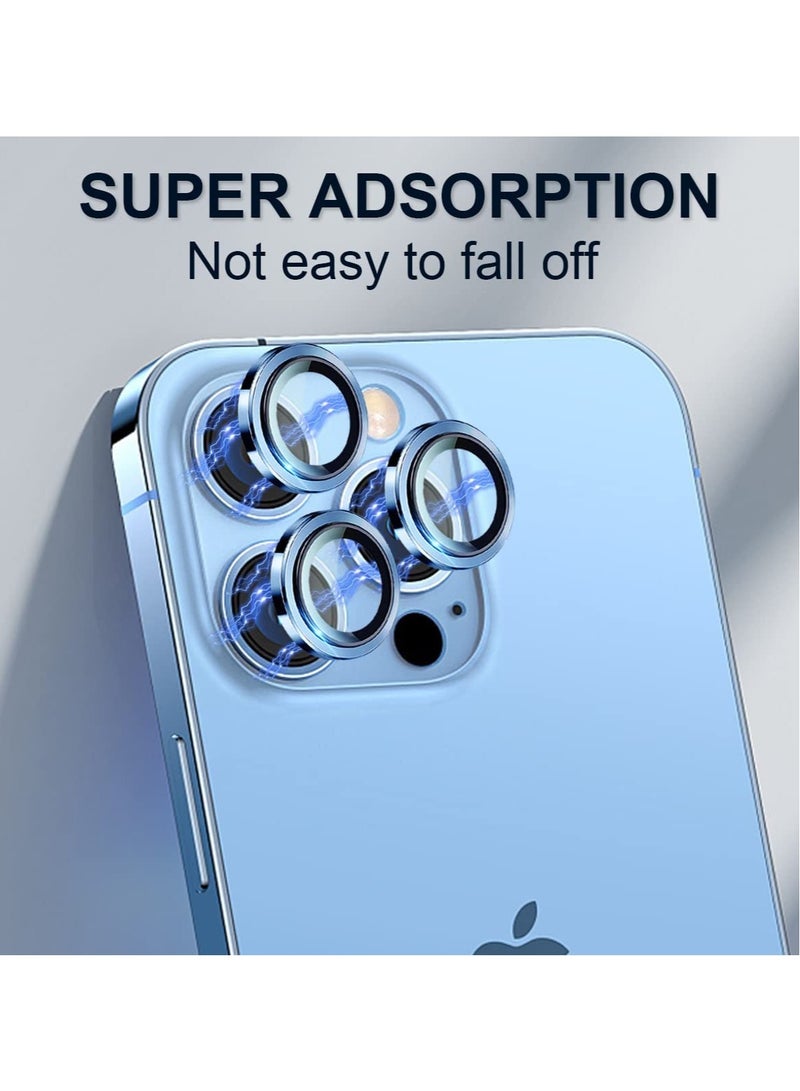 Camera Lens Protector for iPhone 13 Pro 6.1"& iPhone 13 Pro Max 6.7", Tempered Glass Camera Lens Protector Aluminum Alloy Lens Ring Cover - Image 3