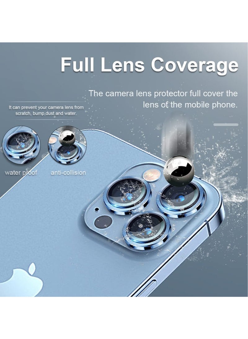 Camera Lens Protector for iPhone 13 Pro 6.1"& iPhone 13 Pro Max 6.7", Tempered Glass Camera Lens Protector Aluminum Alloy Lens Ring Cover - Image 2