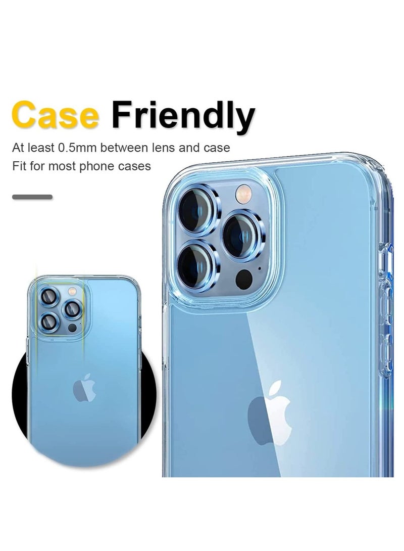 Camera Lens Protector for iPhone 13 Pro 6.1"& iPhone 13 Pro Max 6.7", Tempered Glass Camera Lens Protector Aluminum Alloy Lens Ring Cover - Image 5