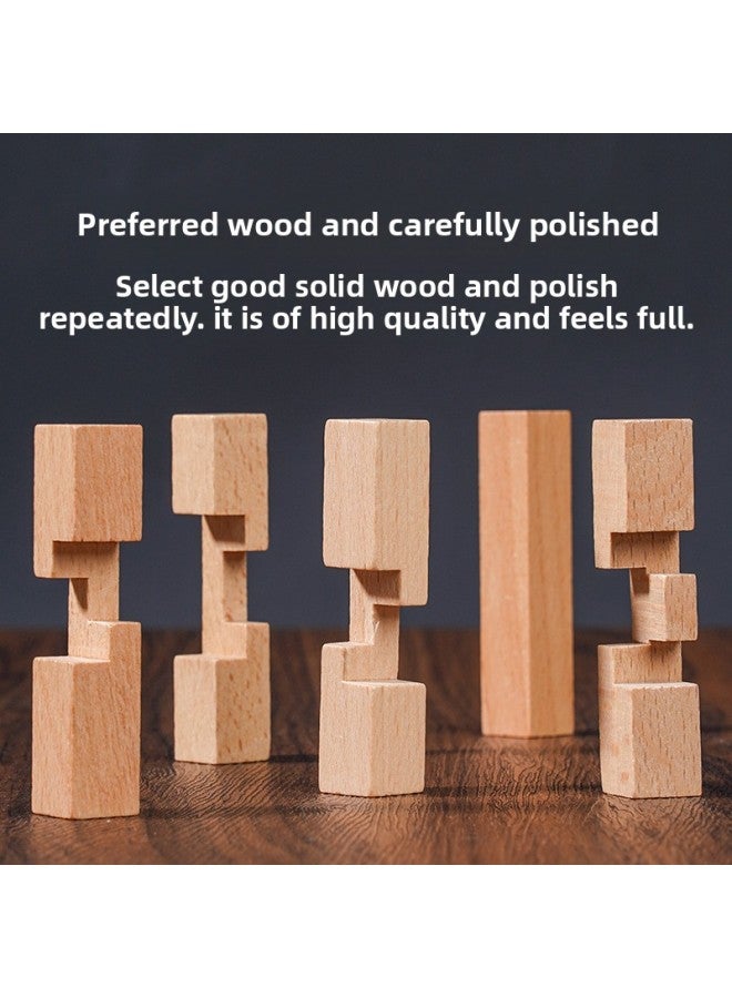 Kong Ming Lock Luban Lock Full Suit Gifts For Children's Educational Toys Decompression Unlock Intelligence-Color:Beech Gift Box Set Of 36 Sets (suitable For All Ages) Send A Full Set Of Videos  - Image 4