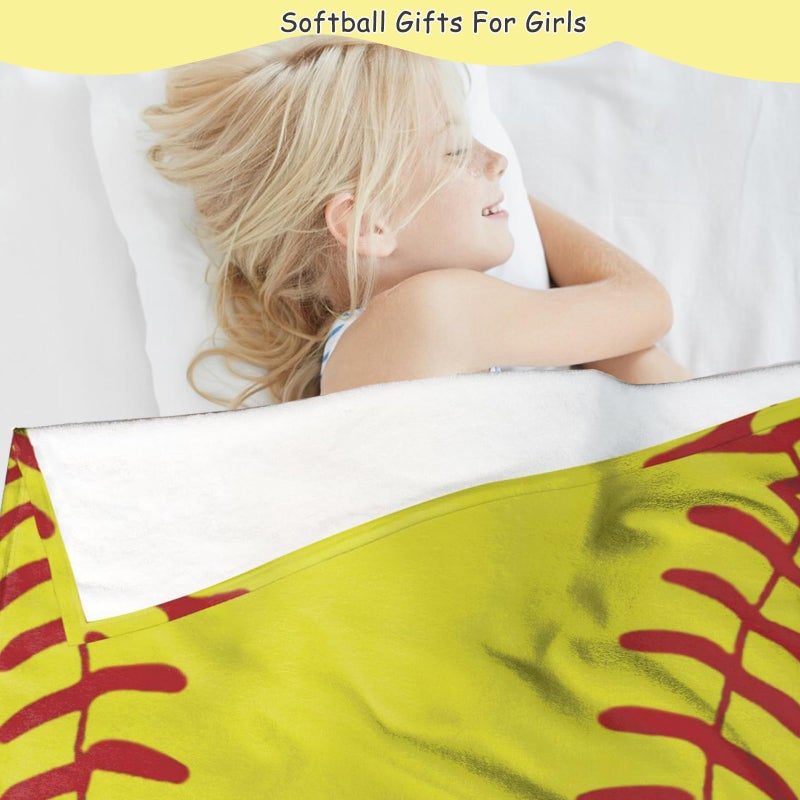 AUIVTY Softball Blanket Softball Gifts for Boys Girls 8-12 Team Coach Gifts Yellow Throw Blanket Birthday (40"x50") - Image 4