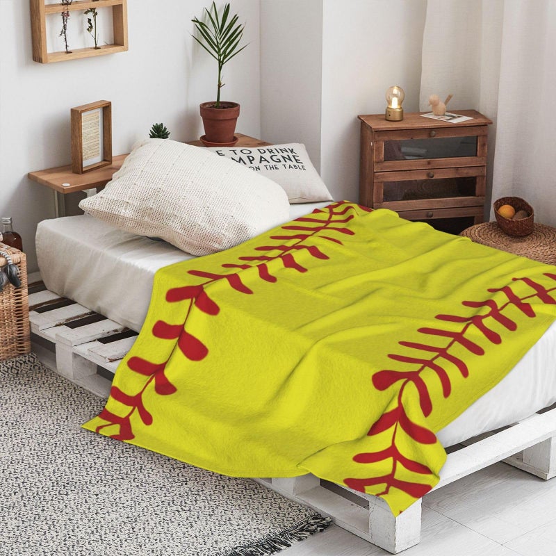 AUIVTY Softball Blanket Softball Gifts for Boys Girls 8-12 Team Coach Gifts Yellow Throw Blanket Birthday (40"x50") - Image 3