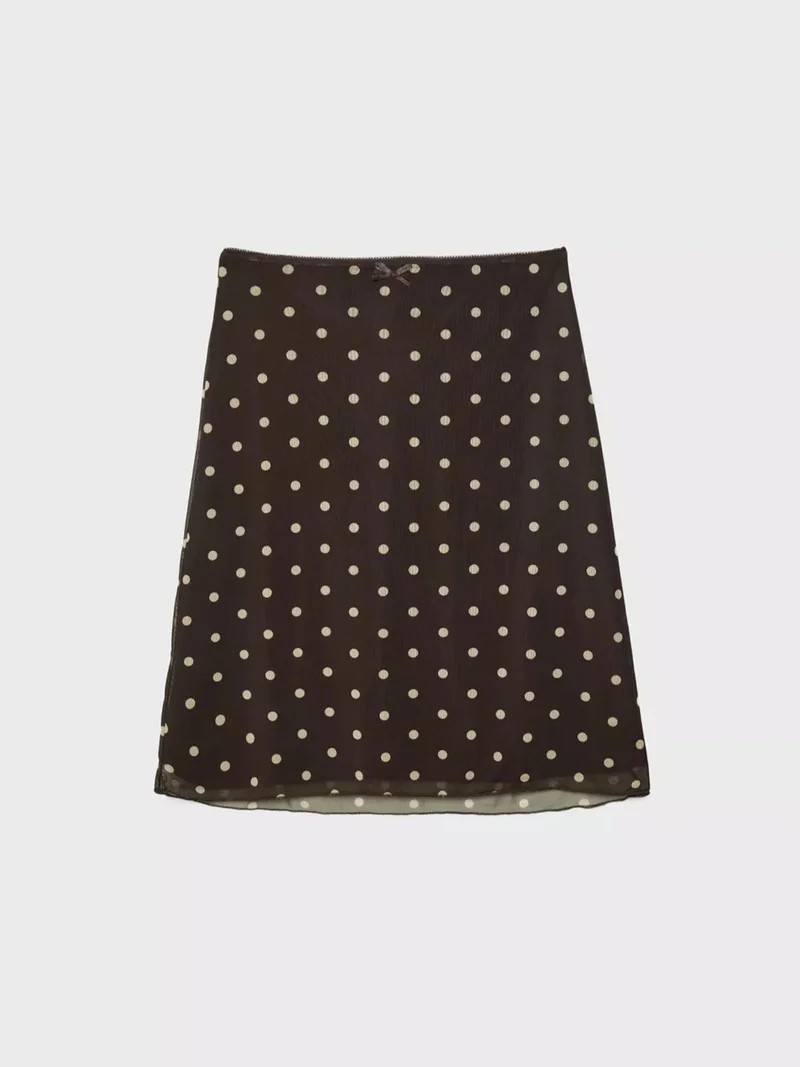 Hiccup Dark Mocha Brown Polka Dot Mini Skirt for Women | Best Price UAE