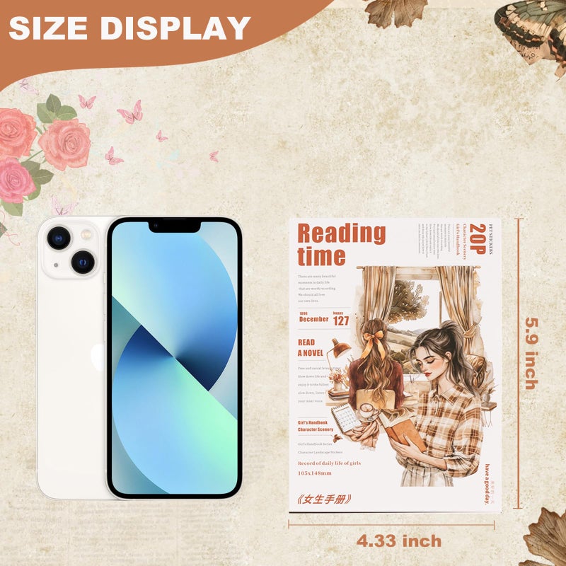 Auguro Scrapbooking Sticker 20 Sheets 120 Pre-Cut PET Girls Read Stickers People Sticker Books for journaling Scrapbook Supplies Transparent Stickers for journaling - Image 5