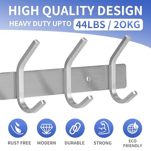 GlazieVault Coat Rack Wall Mount - Stainless Steel (2 Pack) - Heavy Duty Hooks for Hat, Towel, Robes, Jacket, Clothes - Bathroom, Entryway Hanger - Image 5