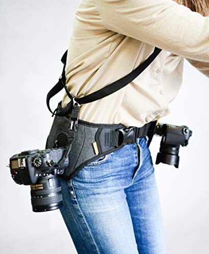 Cotton Carrier Slingbelt with Tether for One Camera. Camera Harness for Hiking and Traveling for Hands-Free Carrying - Image 2