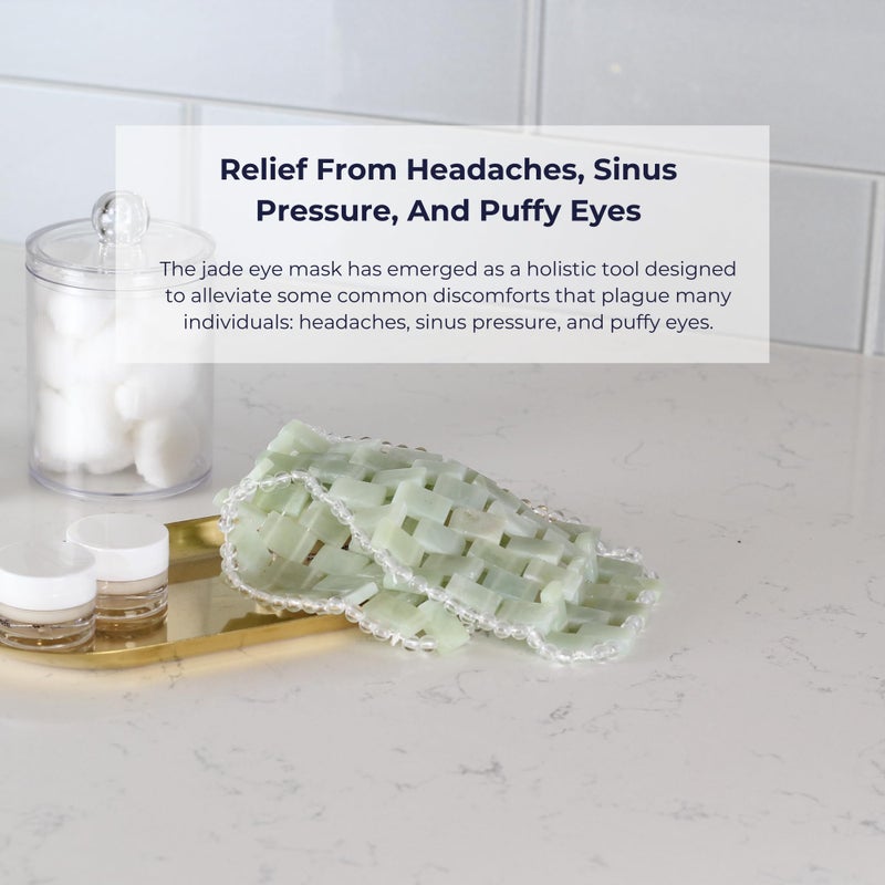 Alana Mitchell Jade Eye Mask â€“ Weighted Eye Mask to Eliminate Wrinkles, Puffiness, & Irritation â€“ Headache and Migraine Relief Mask - 100% Real Jade Stone Beads for Hot & Cold Anti Aging Therapy - Image 2