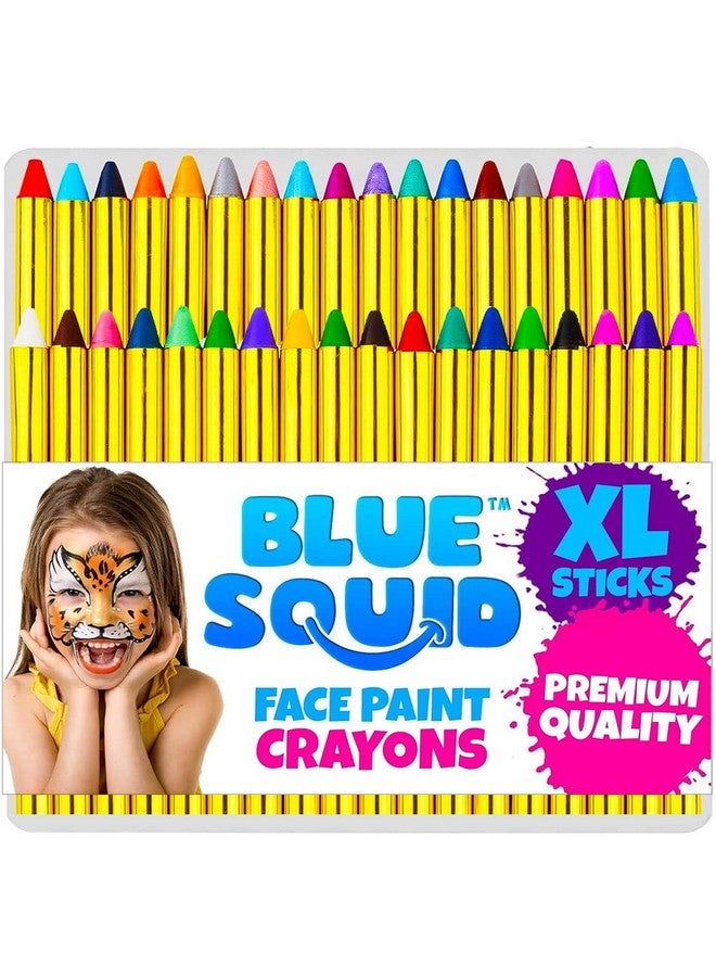 Blue Squid Face Paint Crayons For Kids 36Pcs Xl Non Toxic, Washable Body Paint Crayons Our Face Painting Kit Makeup Sticks Are Easy To Use, Safe For Sensitive Skin And Perfect For A Kids Party - Image 1