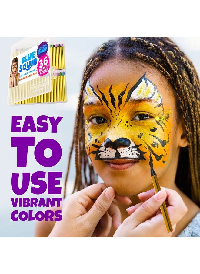 Blue Squid Face Paint Crayons For Kids 36Pcs Xl Non Toxic, Washable Body Paint Crayons Our Face Painting Kit Makeup Sticks Are Easy To Use, Safe For Sensitive Skin And Perfect For A Kids Party - Image 4