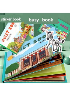Beauenty 4PC Montessori Baby Busy Book,DIY Toddlers Cognition Fun Sticker Book for Kids,Preschool Activity Binder Quiet Book,Learning Book for Boys & Girls Develops Fine Motor Skills (style 3)  - Image 3