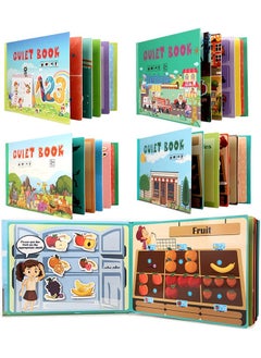 Beauenty 4PC Montessori Baby Busy Book,DIY Toddlers Cognition Fun Sticker Book for Kids,Preschool Activity Binder Quiet Book,Learning Book for Boys & Girls Develops Fine Motor Skills (style 3)  - Image 1
