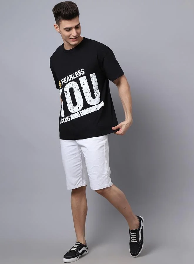 Styli Men Black Graphic Printed Oversized T-Shirt By Door74