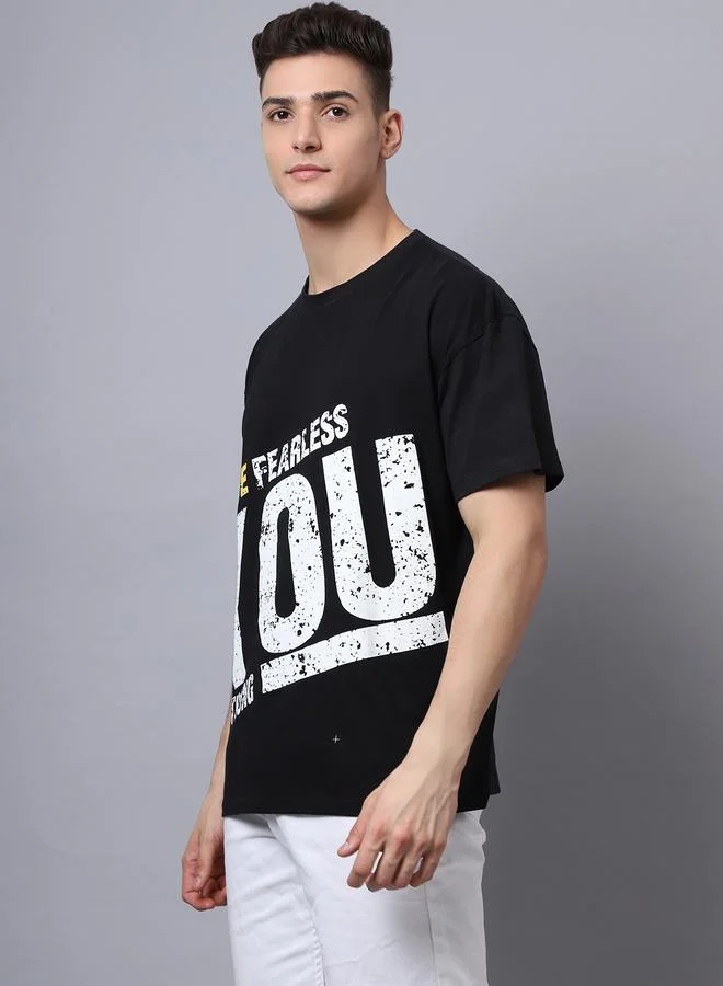 Styli Men Black Graphic Printed Oversized T-Shirt By Door74