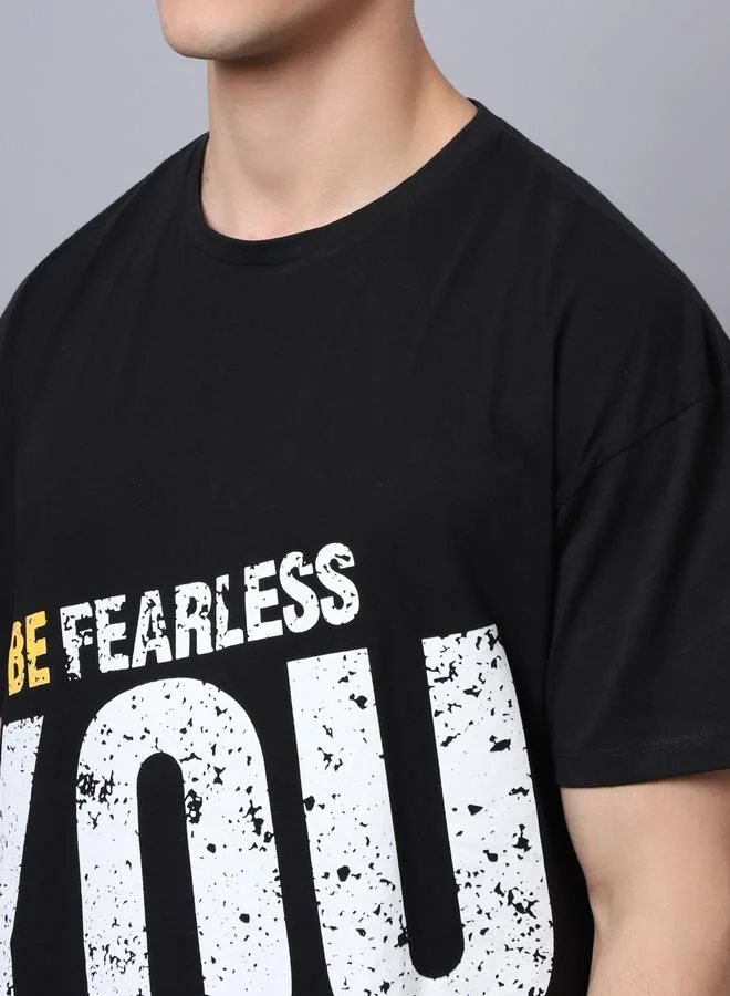Styli Men Black Graphic Printed Oversized T-Shirt By Door74