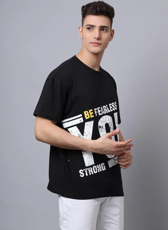 Styli Men Black Graphic Printed Oversized T-Shirt By Door74