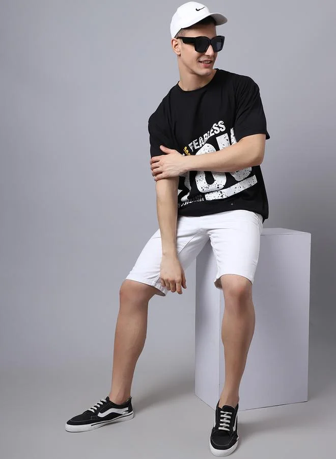 Styli Men Black Graphic Printed Oversized T-Shirt By Door74