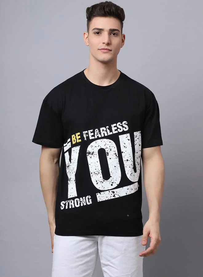 Take Two Men Black Graphic Printed Oversized T-Shirt