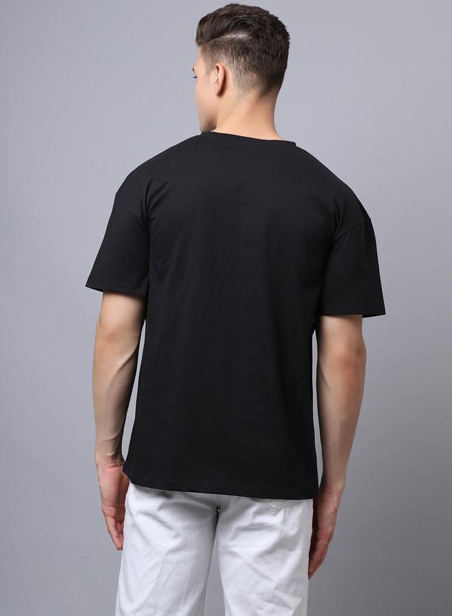 Take Two Men Black Graphic Printed Oversized T-Shirt - Image 2