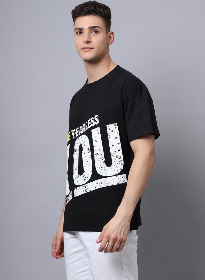 Take Two Men Black Graphic Printed Oversized T-Shirt - Image 3