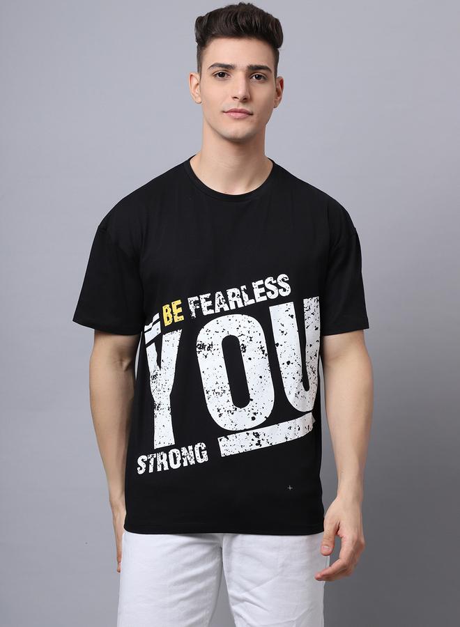 Take Two Men Black Graphic Printed Oversized T-Shirt - Image 1