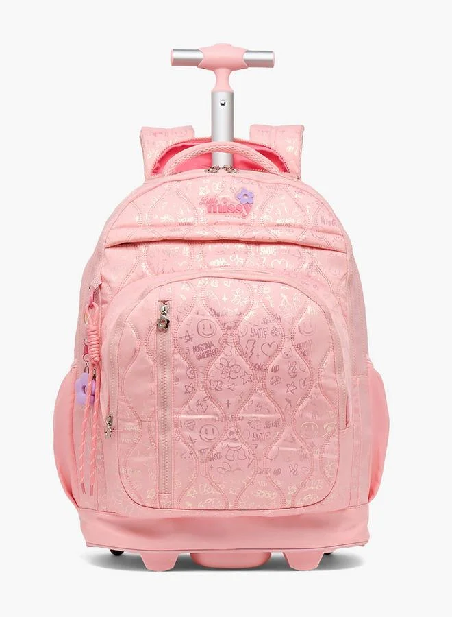 ليتل ميسي Quilted School Trolley Bag For Girls 13+ Years With Durable Wheels