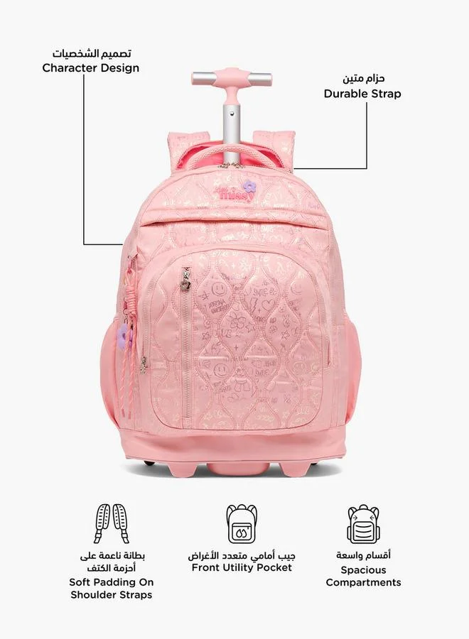 ليتل ميسي Quilted School Trolley Bag For Girls 13+ Years With Durable Wheels