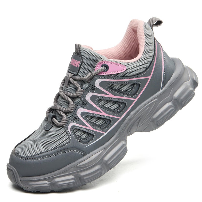 Hogent Steel Toe Shoes for Women Men Wide Non Slip Composite Work Sneakers Indestructible Comfortable Safety Tennis Shoes Lightweight Breathable Construction Sneakers Puncture Proof Ergonomic Design - Image 1