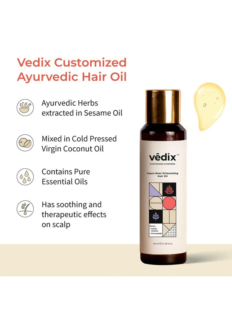 Vedix Vapra Root Stimulating Ayurvedic Hair Oil | Hair Growth Oil With Chamomile + Indian Licorice + Onion Hair Oil - Customized Anti Hair Fall Control Oil - 100ml - Image 3
