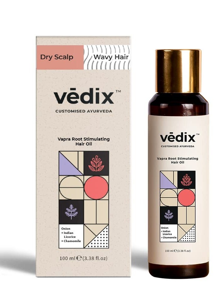 Vedix Vapra Root Stimulating Ayurvedic Hair Oil | Hair Growth Oil With Chamomile + Indian Licorice + Onion Hair Oil - Customized Anti Hair Fall Control Oil - 100ml - Image 1