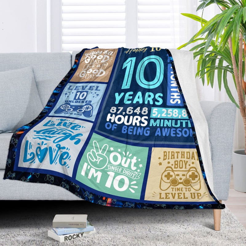 SIKLTY 10 Year Old Boy Gift Ideas  Coolest Gifts for 10 Year Old Boys  Boys Age 10 Gift for Birthday  10th Birthday Decorations for Boy  Best 10 yr Old Boy Birthday Gift Throw Blanket 60 x 50 Inch - Image 3