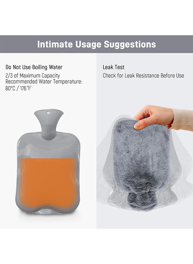 HS 1000ML Hot Water Bottle With Soft Cover Leakproof Hot Water Bag Long Plush Warm Hand Pouch Reusable Hot Water Pouch For Women And Girl Portable Hot Water Bag For Office Home Bed  - Image 3
