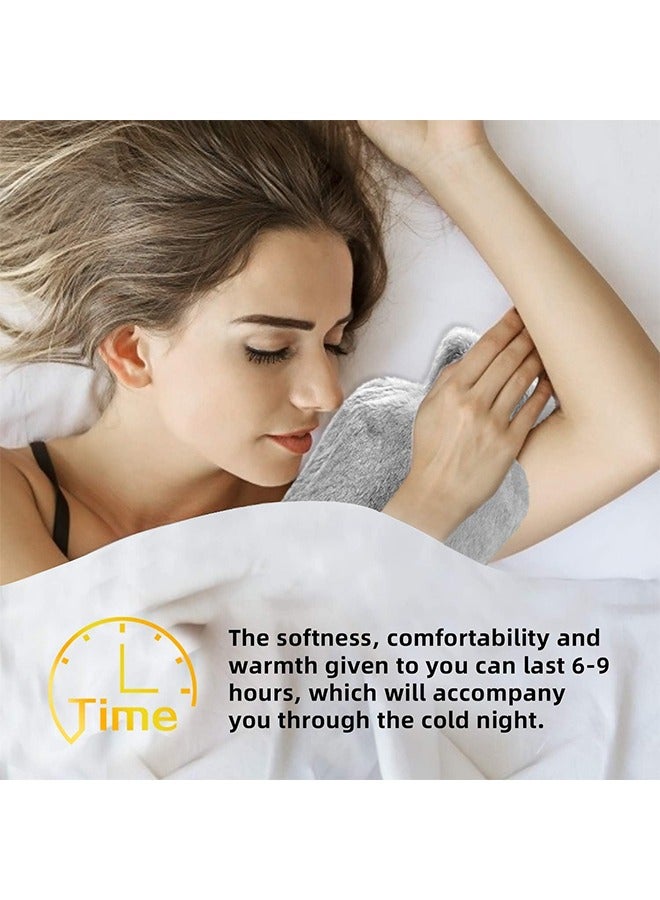 HS 1000ML Hot Water Bottle With Soft Cover Leakproof Hot Water Bag Long Plush Warm Hand Pouch Reusable Hot Water Pouch For Women And Girl Portable Hot Water Bag For Office Home Bed  - Image 4