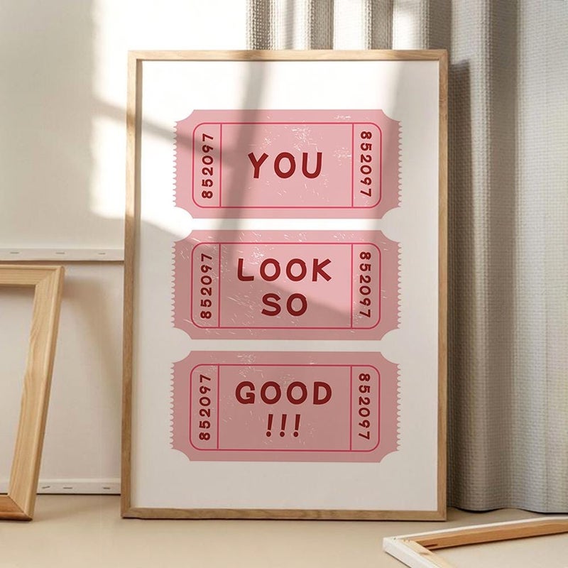 TNESSENTIAL You Look So Good Ticket Print Art Canvas Poster, Trendy Ticket Wall Art, Apartment Aesthetic Decor, Retro Home Decor, Printed Gift - Image 1