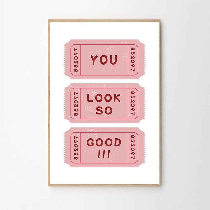 TNESSENTIAL You Look So Good Ticket Print Art Canvas Poster, Trendy Ticket Wall Art, Apartment Aesthetic Decor, Retro Home Decor, Printed Gift - Image 2
