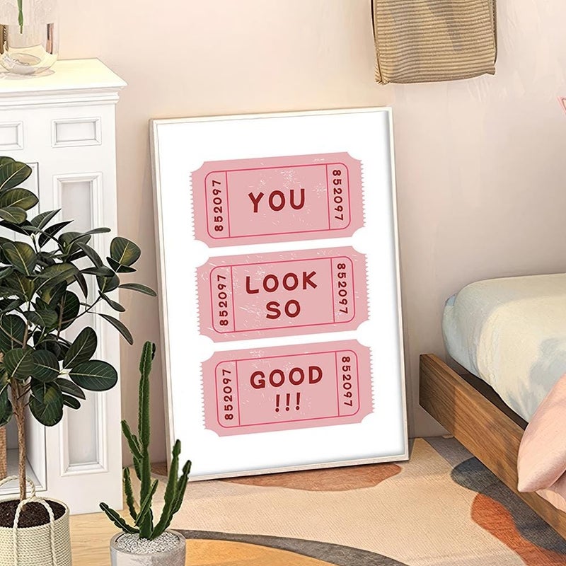 TNESSENTIAL You Look So Good Ticket Print Art Canvas Poster, Trendy Ticket Wall Art, Apartment Aesthetic Decor, Retro Home Decor, Printed Gift - Image 3