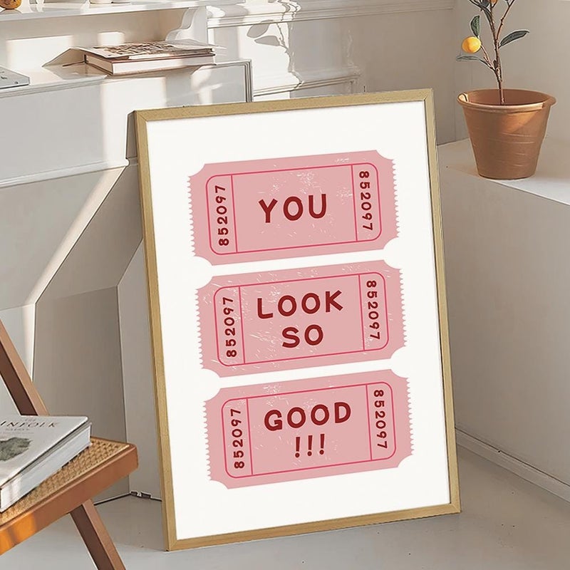 TNESSENTIAL You Look So Good Ticket Print Art Canvas Poster, Trendy Ticket Wall Art, Apartment Aesthetic Decor, Retro Home Decor, Printed Gift - Image 4