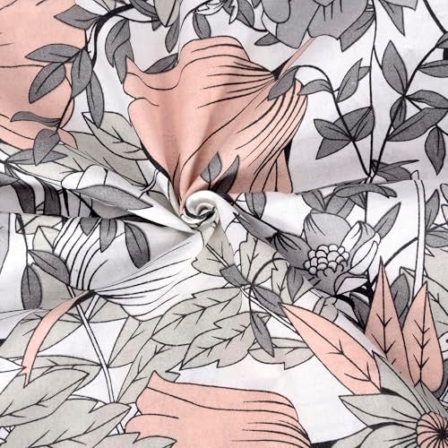 Divine Casa 144 TC 100% Cotton King Bedsheet with 2 Pillow Covers | Skin-Friendly Fabric for Everyday Comfort | 270 X 270 CM | Floral Pattern | Blush Grey - Image 5
