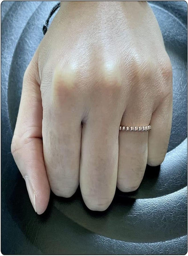 Fusamk Fashion 18K Gold Stacking Ring Stainless Steel 2MM Bead Ring (Rose, 5) - Image 2