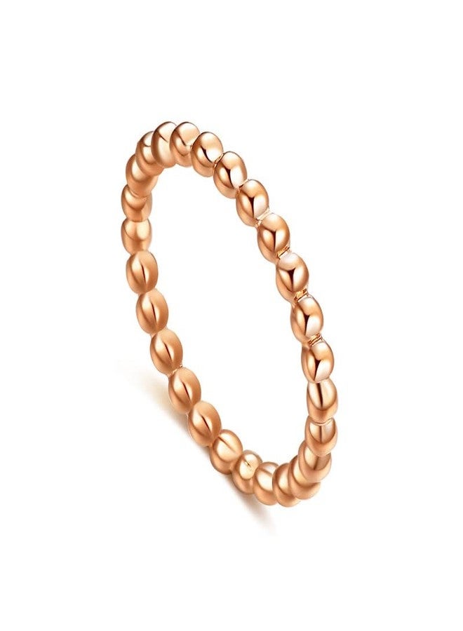 Fusamk Fashion 18K Gold Stacking Ring Stainless Steel 2MM Bead Ring (Rose, 5) - Image 1