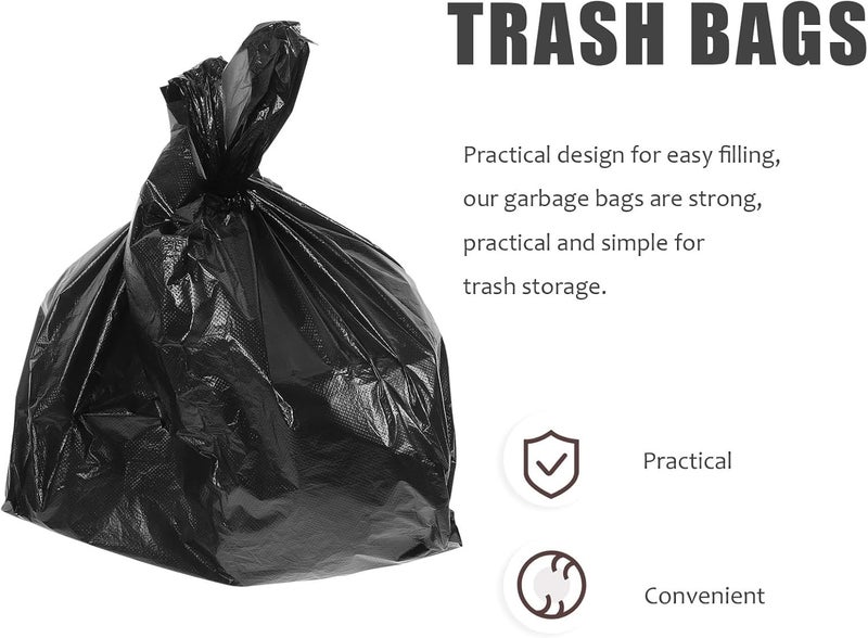 SHOWERORO Black Plastic Trash Bags with Handles 150pcs 3 Mil Thick Sturdy Kitchen Garbage Bags for Household, Office, Bathroom Wastebasket, 32cm X 52cm - Image 3