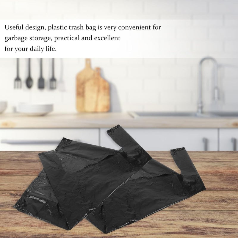 SHOWERORO Black Plastic Trash Bags with Handles 150pcs 3 Mil Thick Sturdy Kitchen Garbage Bags for Household, Office, Bathroom Wastebasket, 32cm X 52cm - Image 5