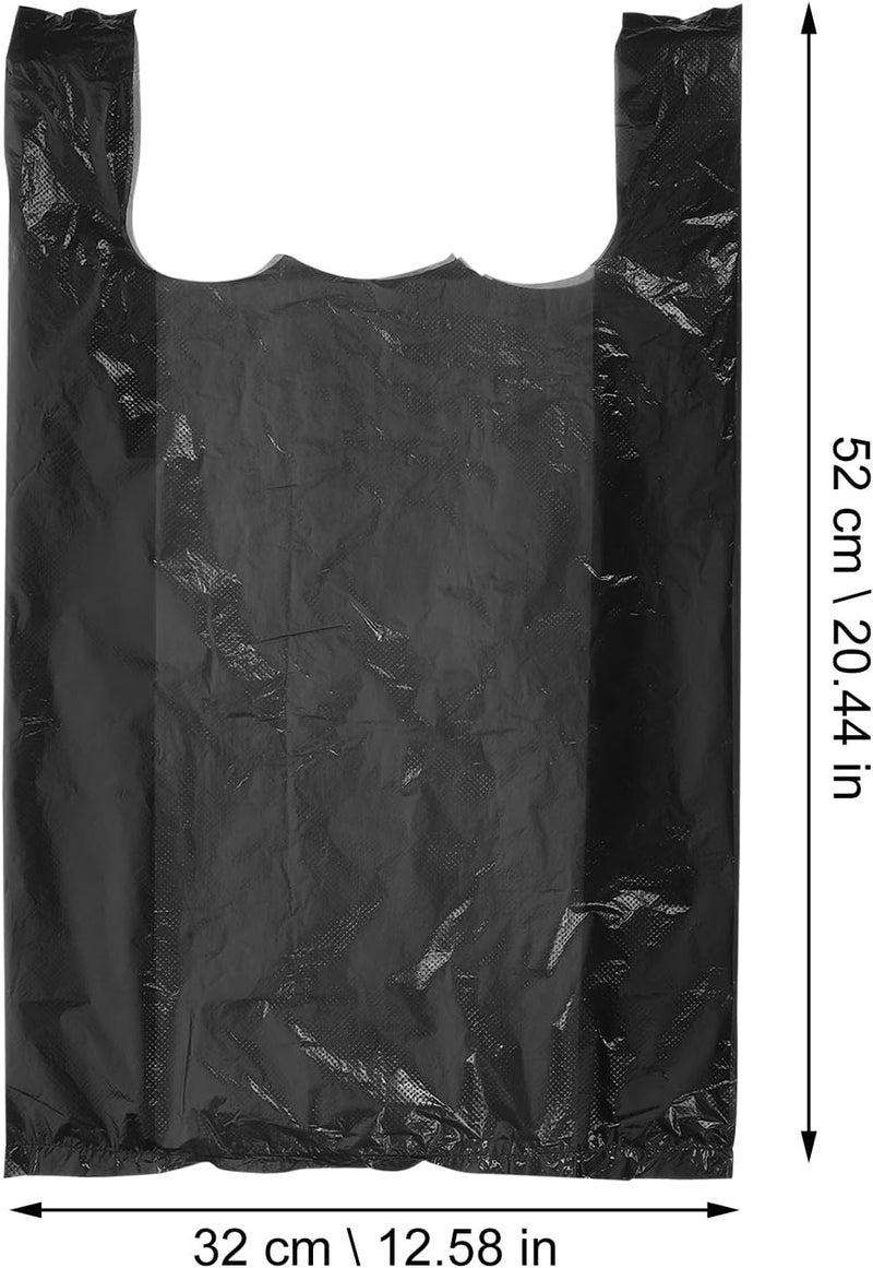 SHOWERORO Black Plastic Trash Bags with Handles 150pcs 3 Mil Thick Sturdy Kitchen Garbage Bags for Household, Office, Bathroom Wastebasket, 32cm X 52cm - Image 2