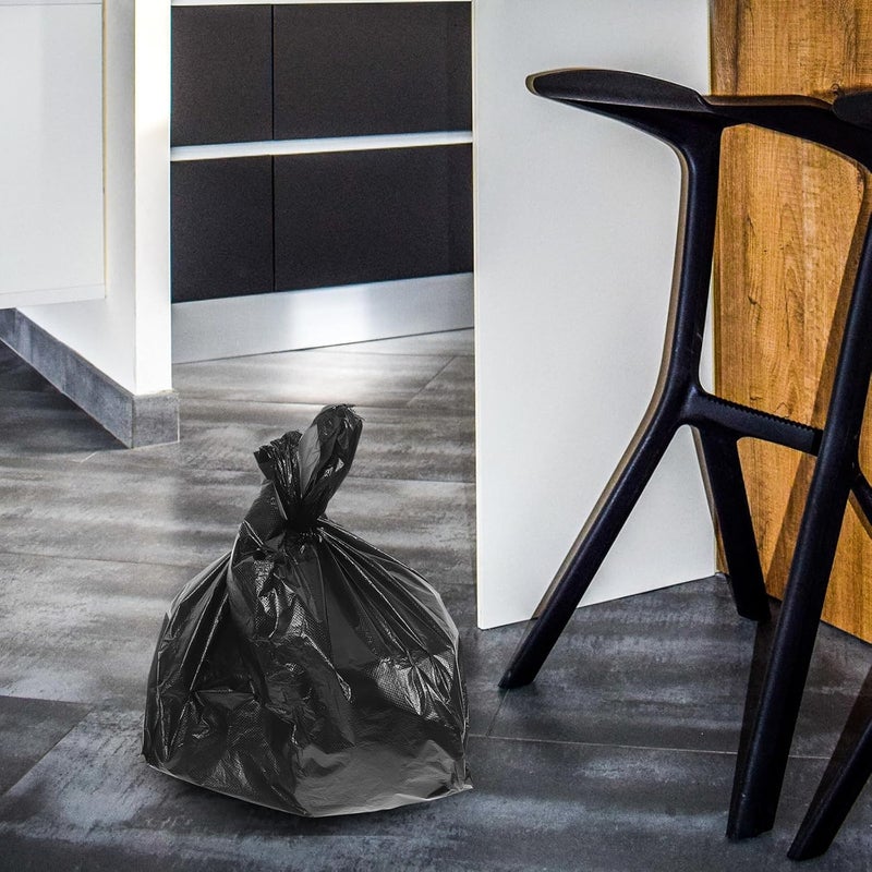 SHOWERORO Black Plastic Trash Bags with Handles 150pcs 3 Mil Thick Sturdy Kitchen Garbage Bags for Household, Office, Bathroom Wastebasket, 32cm X 52cm - Image 4